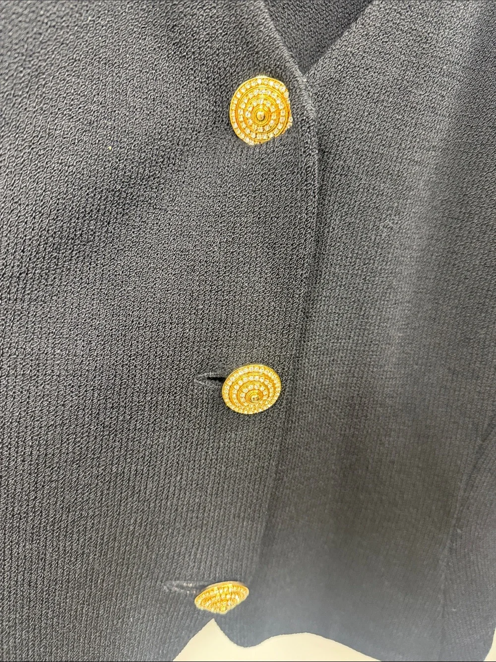 St.John Black Santana knit 3 button jacket size 14.